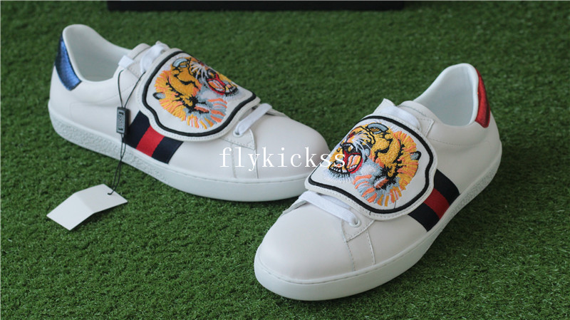 GC Ace Embroidered Sneaker White Tiger Pattern